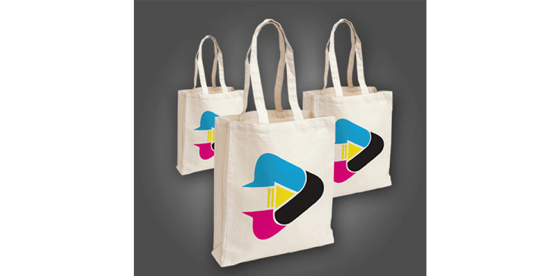 Photograph of branded bags as and example of business stationery