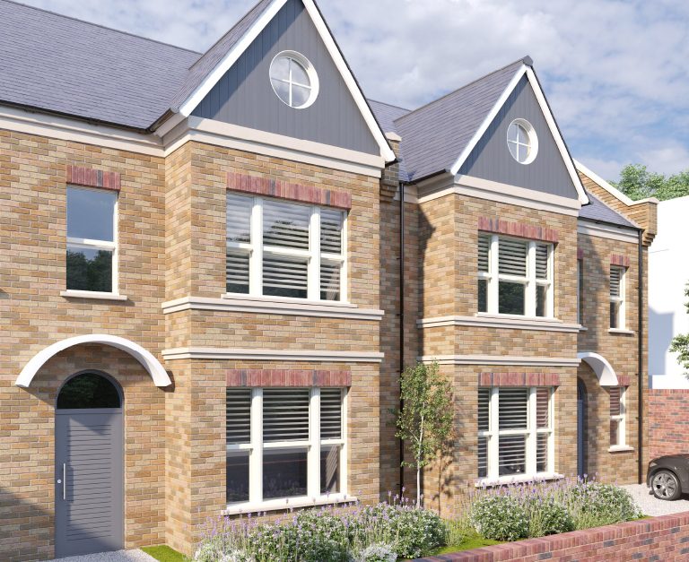 Computer generated image showing a semi-detached luxury house cgi in London